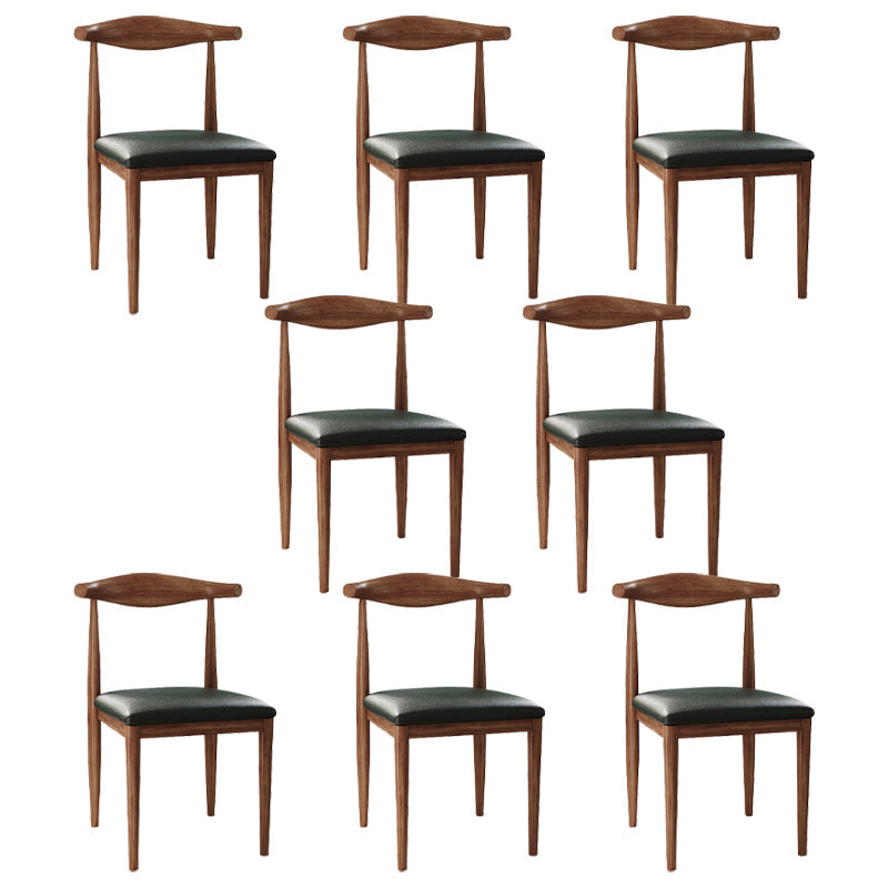 Scandinavian Side Chair Open Back Metal Upholstered Dining Room Chair for Home Black 8 Piece Set Walnut Clearhalo ' kitchen&dining_furn' 'Dining Chairs' 'Dining Tables & Seating' 'dining_chair' 'furn' 'furn_dining_chair' 'Furniture' 'furniture_dining_chair' 'Kitchen & Dining Furniture' 'kitchen' 3671691