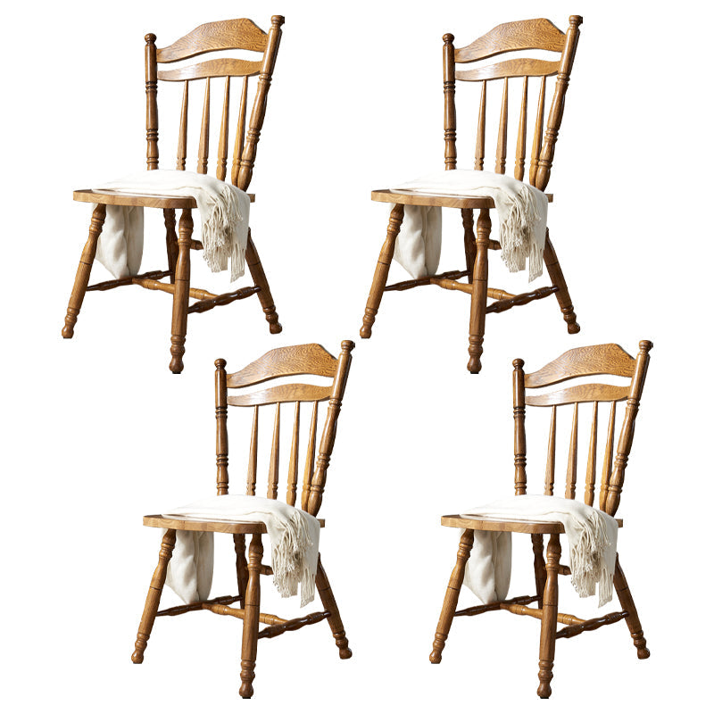 Country Solid Wood Square Dining Chair Slat Back Dining Side Armless Chair Walnut 4 Piece Set Clearhalo ' kitchen&dining_furn' 'Dining Chairs' 'Dining Tables & Seating' 'dining_chair' 'furn' 'furn_dining_chair' 'Furniture' 'furniture_dining_chair' 'Kitchen & Dining Furniture' 'kitchen' 3671731