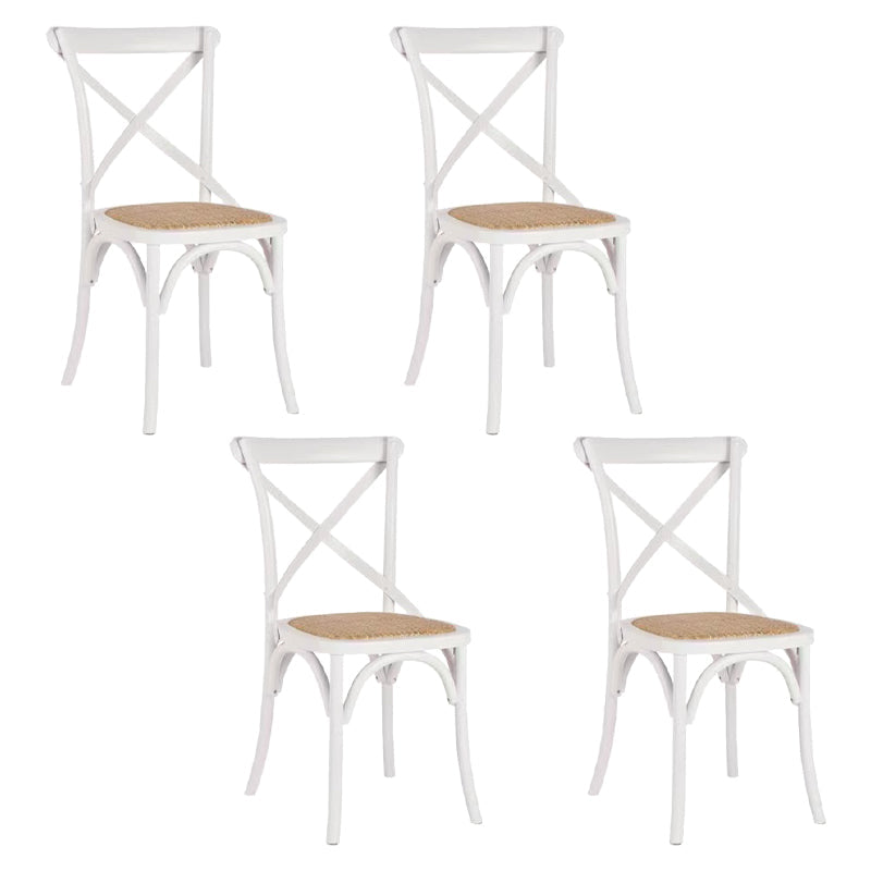 Country Style Square Dining Chair Kitchen Cross Back Dining Side Chair White 4 Piece Set Clearhalo ' kitchen&dining_furn' 'Dining Chairs' 'Dining Tables & Seating' 'dining_chair' 'furn' 'furn_dining_chair' 'Furniture' 'furniture_dining_chair' 'Kitchen & Dining Furniture' 'kitchen' 3671747