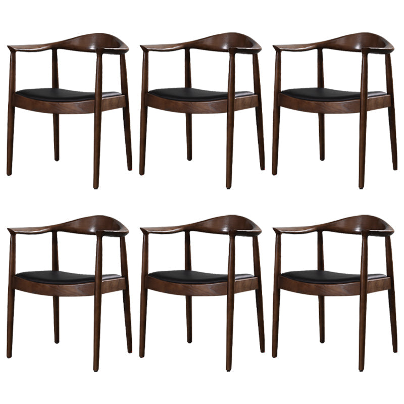 Scandinavian Style Wood Dining Side Chair Home Open Back Dining Side Chair with Arm Dark Wood 6 Piece Set Clearhalo ' kitchen&dining_furn' 'Dining Chairs' 'Dining Tables & Seating' 'dining_chair' 'furn' 'furn_dining_chair' 'Furniture' 'furniture_dining_chair' 'Kitchen & Dining Furniture' 'kitchen' 3671771