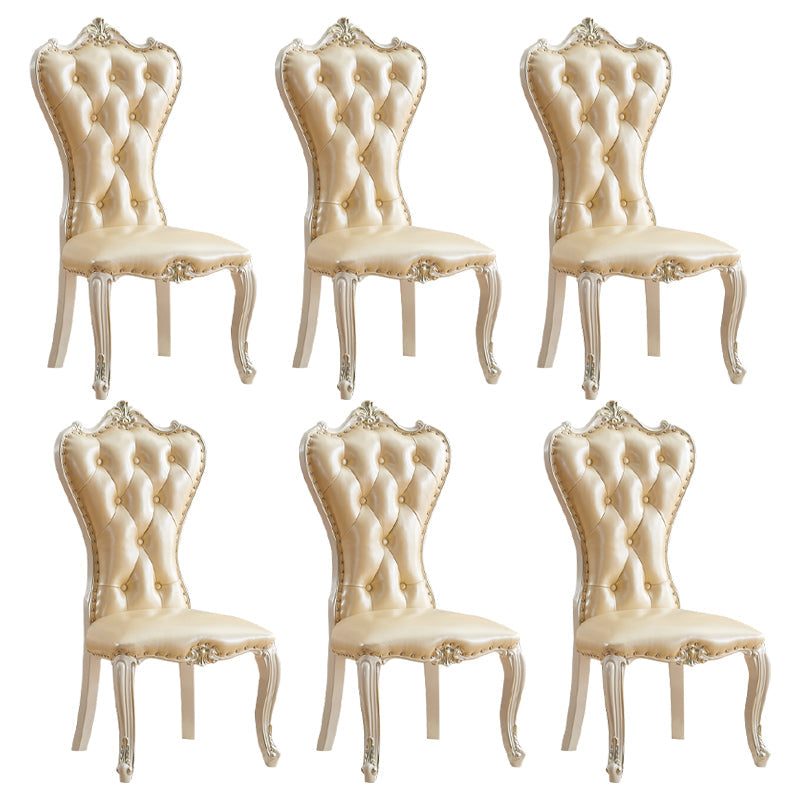European style Birch Leather Side chair Light color Parsons Dining Chair Yellow 6 Piece Set Clearhalo ' kitchen&dining_furn' 'Dining Chairs' 'Dining Tables & Seating' 'dining_chair' 'furn' 'furn_dining_chair' 'Furniture' 'furniture_dining_chair' 'Kitchen & Dining Furniture' 'kitchen' 3671935