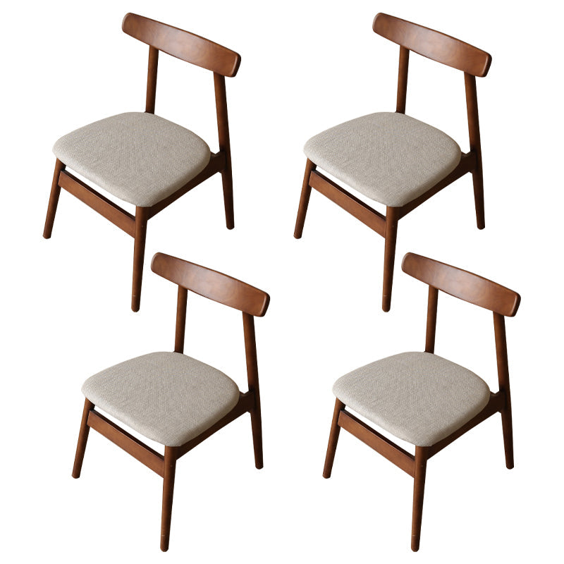 Modern Style Solid Wood Chairs Kitchen Dining Open Back Side Chair Set Walnut Fabric 4 Piece Set Clearhalo ' kitchen&dining_furn' 'Dining Chairs' 'Dining Tables & Seating' 'dining_chair' 'furn' 'furn_dining_chair' 'Furniture' 'furniture_dining_chair' 'Kitchen & Dining Furniture' 'kitchen' 3672007