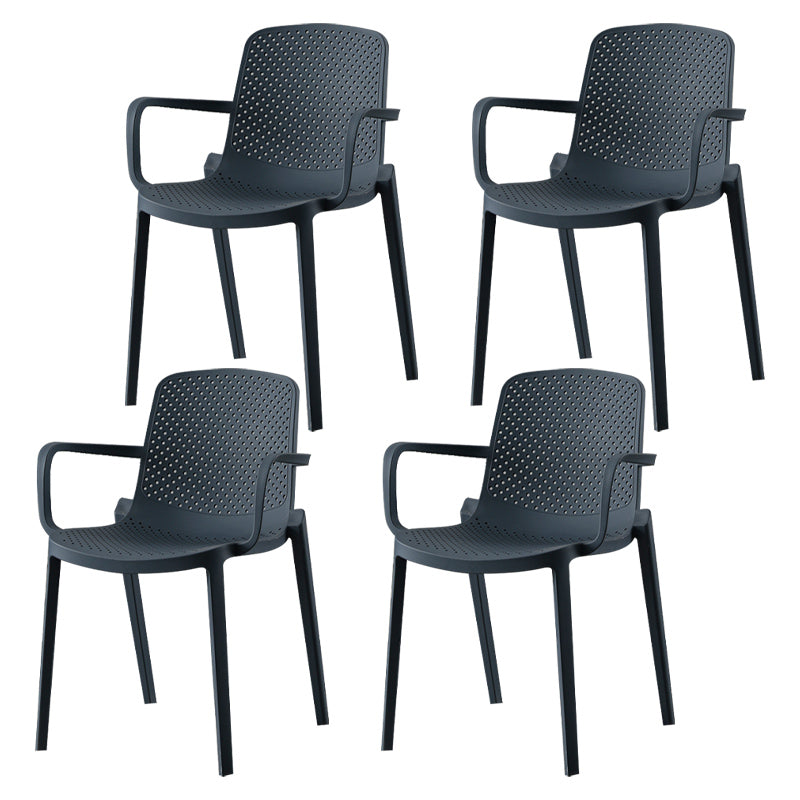 Scandinavian Plastic Dining Arm Chair Solid Back Kitchen Dining Armchair Gray-Blue 4 Piece Set Clearhalo ' kitchen&dining_furn' 'Dining Chairs' 'Dining Tables & Seating' 'dining_chair' 'furn' 'furn_dining_chair' 'Furniture' 'furniture_dining_chair' 'Kitchen & Dining Furniture' 'kitchen' 3672144