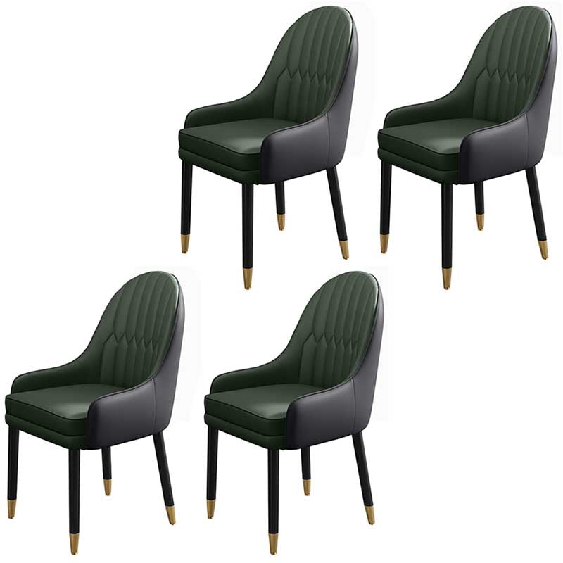 Leather Contemporary Home Side Chair Parsons Chair of 21'' Wide Chairs Black Green 4 Piece Set Clearhalo ' kitchen&dining_furn' 'Dining Chairs' 'Dining Tables & Seating' 'dining_chair' 'furn' 'furn_dining_chair' 'Furniture' 'furniture_dining_chair' 'Kitchen & Dining Furniture' 'kitchen' 3672201