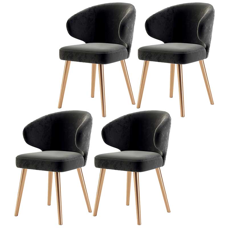 Modern Indoor-Outdoor Chair Metal Dining Wingback Armless Chair for Kitchen Black 4 Piece Set Brass Gold Clearhalo ' kitchen&dining_furn' 'Dining Chairs' 'Dining Tables & Seating' 'dining_chair' 'furn' 'furn_dining_chair' 'Furniture' 'furniture_dining_chair' 'Kitchen & Dining Furniture' 'kitchen' 3672324