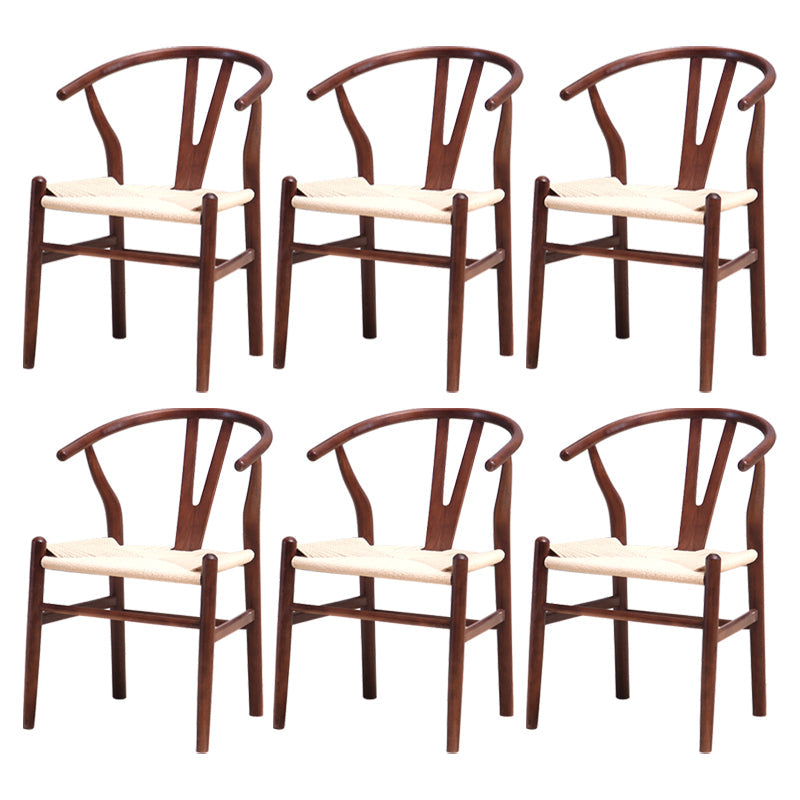 Wood Contemporary Style Dining Arm Chair Indoor-Outdoor Wishbone Chair Brown 6 Piece Set Clearhalo ' kitchen&dining_furn' 'Dining Chairs' 'Dining Tables & Seating' 'dining_chair' 'furn' 'furn_dining_chair' 'Furniture' 'furniture_dining_chair' 'Kitchen & Dining Furniture' 'kitchen' 3672420