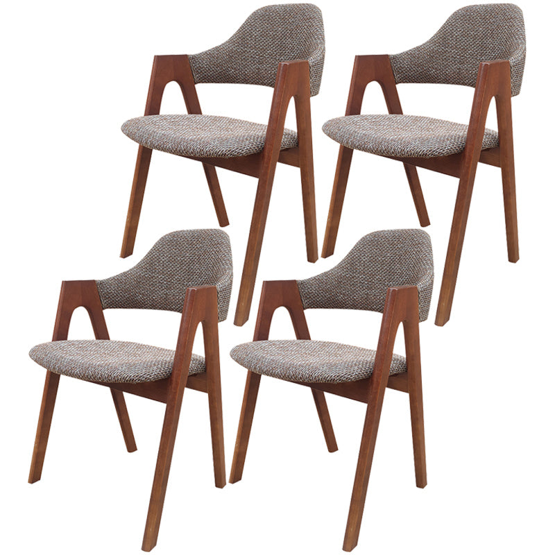 Scandinavian Rubberwood Open Arm Chair Upholstered Dining Chair with Wood Legs Brown 4 Piece Set Clearhalo ' kitchen&dining_furn' 'Dining Chairs' 'Dining Tables & Seating' 'dining_chair' 'furn' 'furn_dining_chair' 'Furniture' 'furniture_dining_chair' 'Kitchen & Dining Furniture' 'kitchen' 3672584