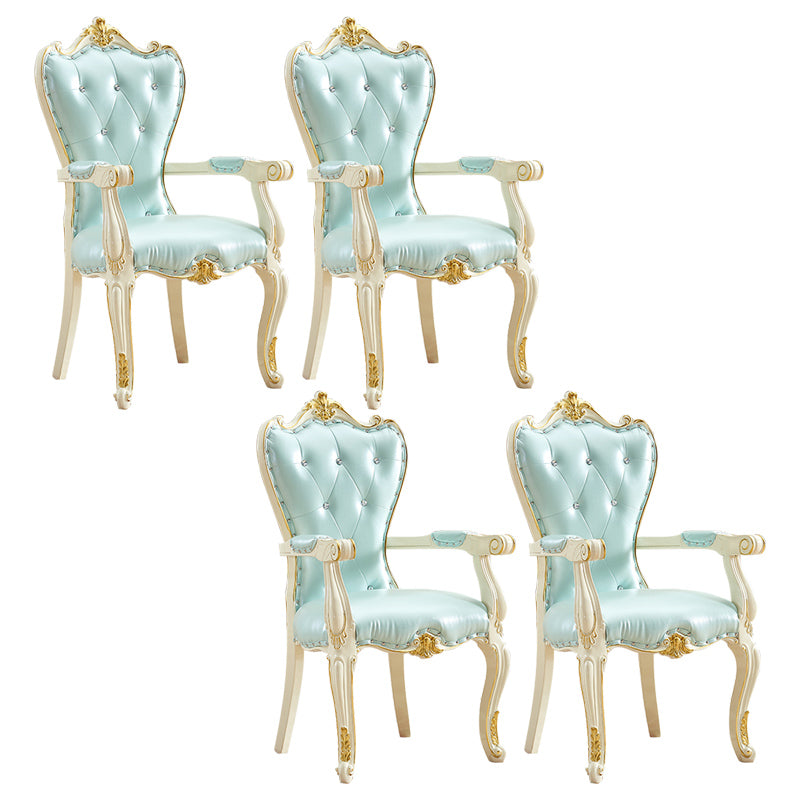 European Style Birch Cotton Arm Chair Light Color Solid Back Dining Chair with White Legs Fluorescent Green 4 Piece Set Clearhalo ' kitchen&dining_furn' 'Dining Chairs' 'Dining Tables & Seating' 'dining_chair' 'furn' 'furn_dining_chair' 'Furniture' 'furniture_dining_chair' 'Kitchen & Dining Furniture' 'kitchen' 3702100