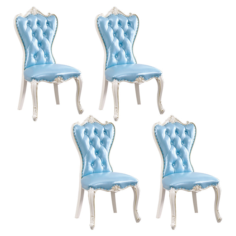 European Style Birch Parsons Side Chair Light Color Leather Dining Chair with White Legs Dark Blue 4 Piece Set Clearhalo ' kitchen&dining_furn' 'Dining Chairs' 'Dining Tables & Seating' 'dining_chair' 'furn' 'furn_dining_chair' 'Furniture' 'furniture_dining_chair' 'Kitchen & Dining Furniture' 'kitchen' 3702270