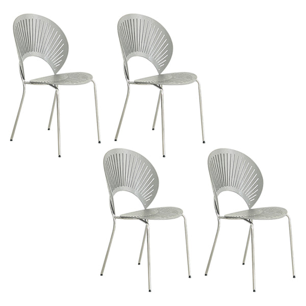 Scandinavian Style Open Back Dining Side Chair with Metal Legs Armless Side Chairs for Home Grey 4 Piece Set Silver Clearhalo ' kitchen&dining_furn' 'Dining Chairs' 'Dining Tables & Seating' 'dining_chair' 'furn' 'furn_dining_chair' 'Furniture' 'furniture_dining_chair' 'Kitchen & Dining Furniture' 'kitchen' 3702541