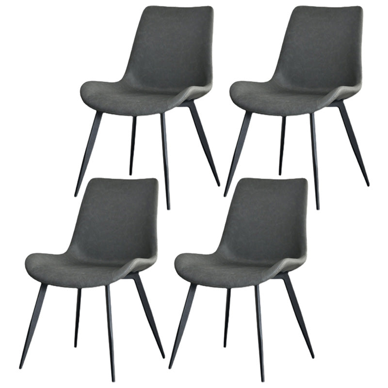 Contemporary Style Faux Leather Dining Chairs with 4 Black Finish Legs Armless Chairs Dark Gray 4 Piece Set Clearhalo ' kitchen&dining_furn' 'Dining Chairs' 'Dining Tables & Seating' 'dining_chair' 'furn' 'furn_dining_chair' 'Furniture' 'furniture_dining_chair' 'Kitchen & Dining Furniture' 'kitchen' 3702657