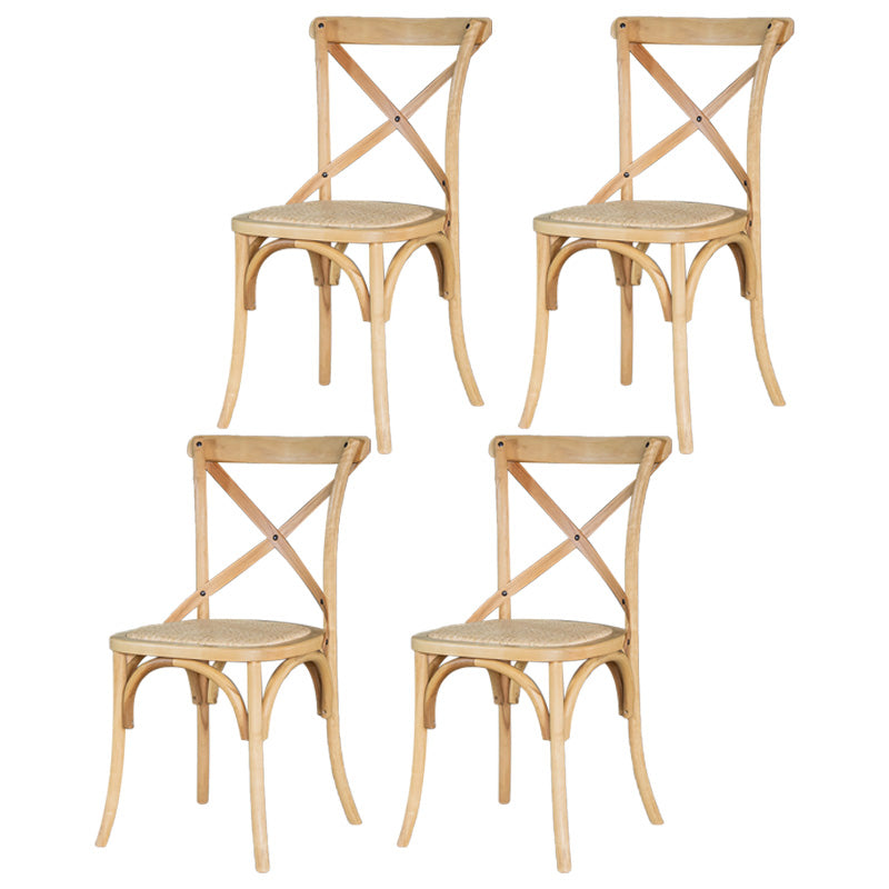Country Style Armless Dining Chairs Beech Bentwood Cross Back Side Chair Wood 4 Piece Set Clearhalo ' kitchen&dining_furn' 'Dining Chairs' 'Dining Tables & Seating' 'dining_chair' 'furn' 'furn_dining_chair' 'Furniture' 'furniture_dining_chair' 'Kitchen & Dining Furniture' 'kitchen' 3703086