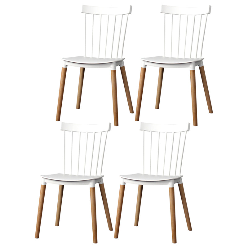 Contemporary Style Dining Room Chair Slat Back Stackable Side Chair for Kitchen White 4 Piece Set Clearhalo ' kitchen&dining_furn' 'Dining Chairs' 'Dining Tables & Seating' 'dining_chair' 'furn' 'furn_dining_chair' 'Furniture' 'furniture_dining_chair' 'Kitchen & Dining Furniture' 'kitchen' 3703110