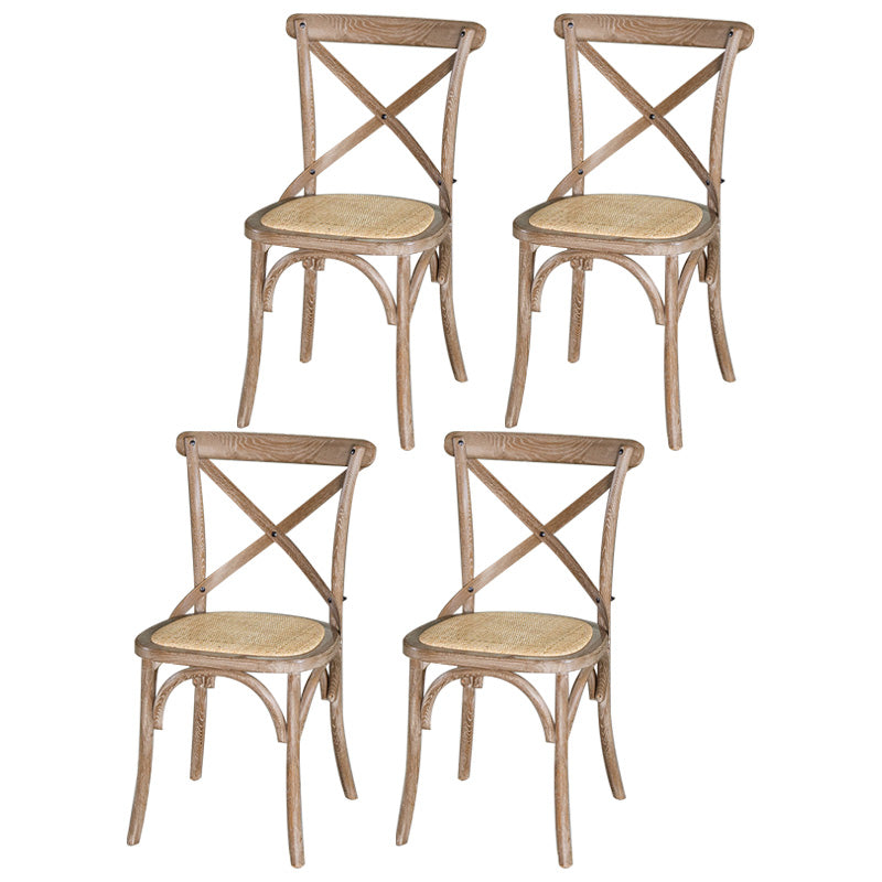 Country Style Bentwood Side Chair Cross Back Beech Armless Dining Chairs Dark Gray-White 4 Piece Set Clearhalo ' kitchen&dining_furn' 'Dining Chairs' 'Dining Tables & Seating' 'dining_chair' 'furn' 'furn_dining_chair' 'Furniture' 'furniture_dining_chair' 'Kitchen & Dining Furniture' 'kitchen' 3703132