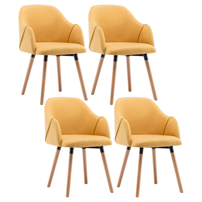 Nordic Style Solid Wood Dining Room Chair Upholstered Arm Chair for Home Use Yellow 4 Piece Set Clearhalo ' kitchen&dining_furn' 'Dining Chairs' 'Dining Tables & Seating' 'dining_chair' 'furn' 'furn_dining_chair' 'Furniture' 'furniture_dining_chair' 'Kitchen & Dining Furniture' 'kitchen' 3703151