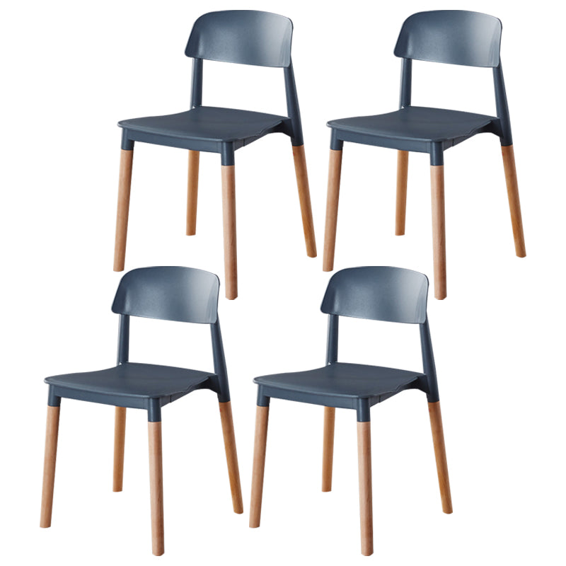 Modern Style Plastic Dining Chair Open Back Dining Side Chair for Kitchen Dark Gray 4 Piece Set Clearhalo ' kitchen&dining_furn' 'Dining Chairs' 'Dining Tables & Seating' 'dining_chair' 'furn' 'furn_dining_chair' 'Furniture' 'furniture_dining_chair' 'Kitchen & Dining Furniture' 'kitchen' 3703205