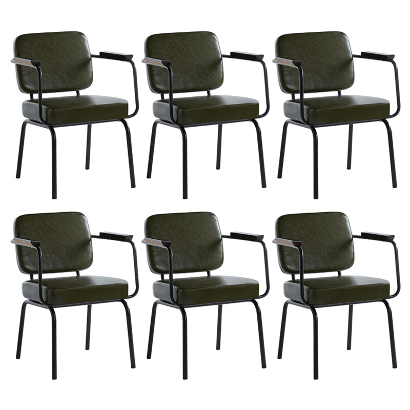 Industrial Style Upholstered Side Chairs with 4 Metal Black Legs Dining Chairs Army Green 6 Piece Set Clearhalo ' kitchen&dining_furn' 'Dining Chairs' 'Dining Tables & Seating' 'dining_chair' 'furn' 'furn_dining_chair' 'Furniture' 'furniture_dining_chair' 'Kitchen & Dining Furniture' 'kitchen' 3703320