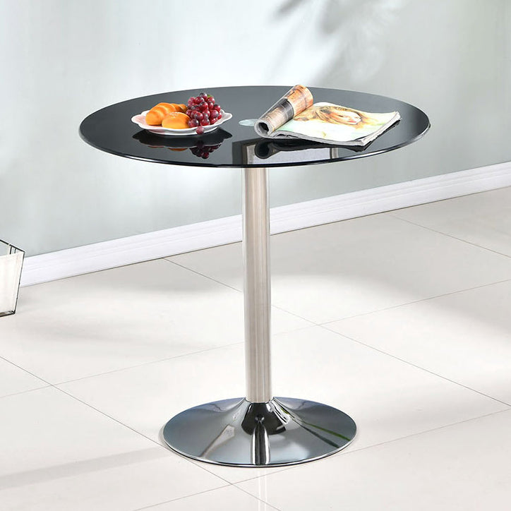 Modern Style Glass Kitchen Dining Table Round Table with Tulip Base for Home Use Black 31.5"L x 31.5"W x 29.5"H Without Chairs Clearhalo ' dining_table' 'Dining Tables & Seating' 'Dining Tables' 'furn' 'furn_dining_table' 'Furniture' 'furniture_dining_table' 'Kitchen & Dining Furniture' 'kitchen&dining_furn' 'kitchen' 'kitchen_dining_table' 3704524