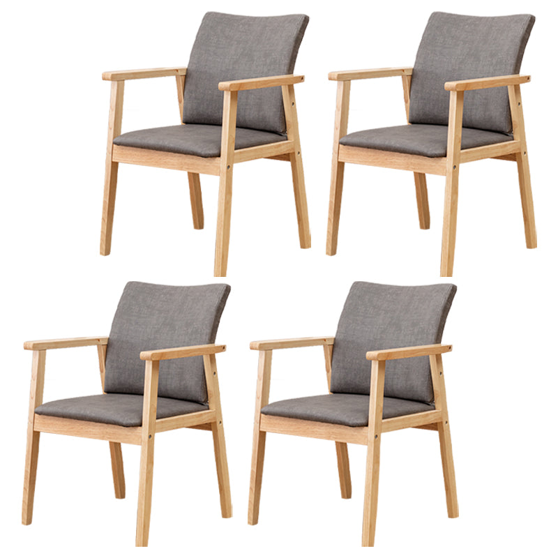 Contemporary Rubberwood Solid Back Arm Chair Matte Finish Wood Dining Chair with Natural Legs Dark Gray 4 Piece Set Clearhalo ' kitchen&dining_furn' 'Dining Chairs' 'Dining Tables & Seating' 'dining_chair' 'furn' 'furn_dining_chair' 'Furniture' 'furniture_dining_chair' 'Kitchen & Dining Furniture' 'kitchen' 3704860