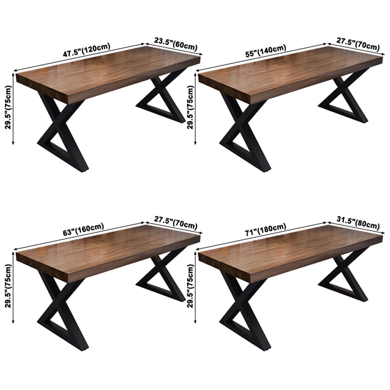 Industrial Style Solid Wood Dining Table Brown Rectangle Table with Metal Base for Dinning Room Clearhalo ' dining_table' 'Dining Tables & Seating' 'Dining Tables' 'furn' 'furn_dining_table' 'Furniture' 'furniture_dining_table' 'Kitchen & Dining Furniture' 'kitchen&dining_furn' 'kitchen' 'kitchen_dining_table' 3723555