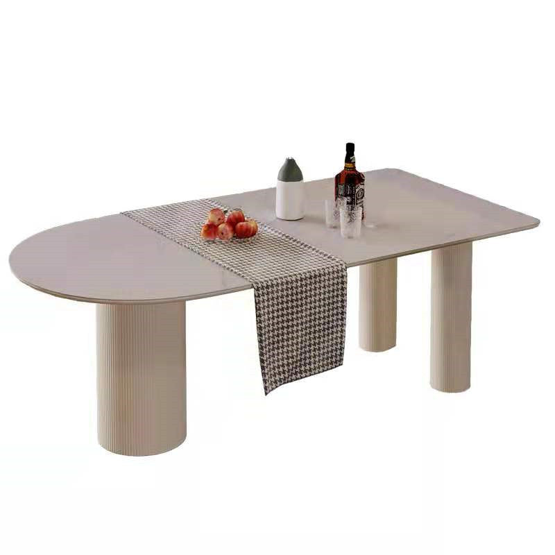 Metal Contemporary Free Form Dining Table Sintered Stone Top Table for Dining Room and Kitchen White Without Chairs Clearhalo ' dining_table' 'Dining Tables & Seating' 'Dining Tables' 'furn' 'furn_dining_table' 'Furniture' 'furniture_dining_table' 'Kitchen & Dining Furniture' 'kitchen&dining_furn' 'kitchen' 'kitchen_dining_table' 3724041