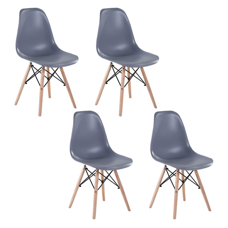 Modern Style Dining Room Chairs Plastic Armless Chair with Wooden Legs Grey Set of 4 Clearhalo ' kitchen&dining_furn' 'Dining Chairs' 'Dining Tables & Seating' 'dining_chair' 'Furniture' 'furniture_dining_chair' 'Kitchen & Dining Furniture' 'kitchen' 3724485