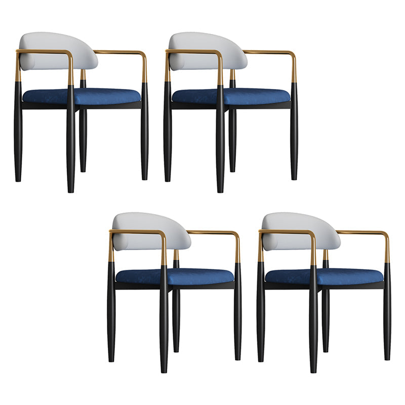 Contemporary Metal Dining Room ArmChairs Open Back Dining Side Chair for Home Use Gray-Blue 4 Piece Set Clearhalo ' kitchen&dining_furn' 'Dining Chairs' 'Dining Tables & Seating' 'dining_chair' 'furn' 'furn_dining_chair' 'Furniture' 'furniture_dining_chair' 'Kitchen & Dining Furniture' 'kitchen' 3724625
