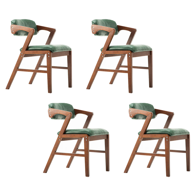 PU Leather Upholstered Dining Armchair Open Back Arm Chair with Wood Legs Blackish Green 4 Piece Set Walnut Clearhalo ' kitchen&dining_furn' 'Dining Chairs' 'Dining Tables & Seating' 'dining_chair' 'furn' 'furn_dining_chair' 'Furniture' 'furniture_dining_chair' 'Kitchen & Dining Furniture' 'kitchen' 3724817