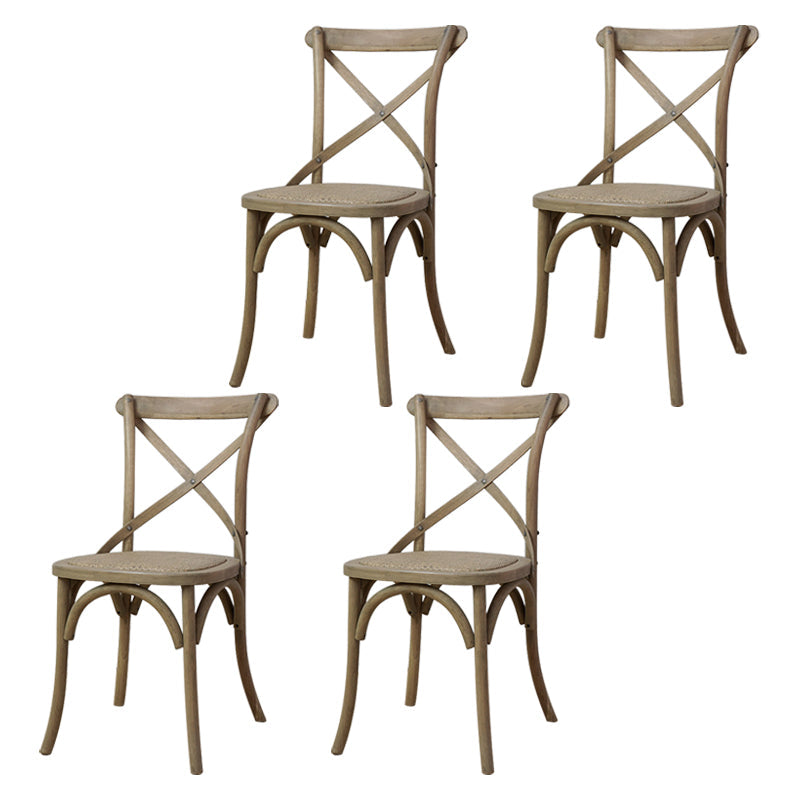 Bentwood Armless Dining Chairs Oak Cross Back Side Chair with Wood Legs Light Wood 4 Piece Set Clearhalo ' kitchen&dining_furn' 'Dining Chairs' 'Dining Tables & Seating' 'dining_chair' 'furn' 'furn_dining_chair' 'Furniture' 'furniture_dining_chair' 'Kitchen & Dining Furniture' 'kitchen' 3725214