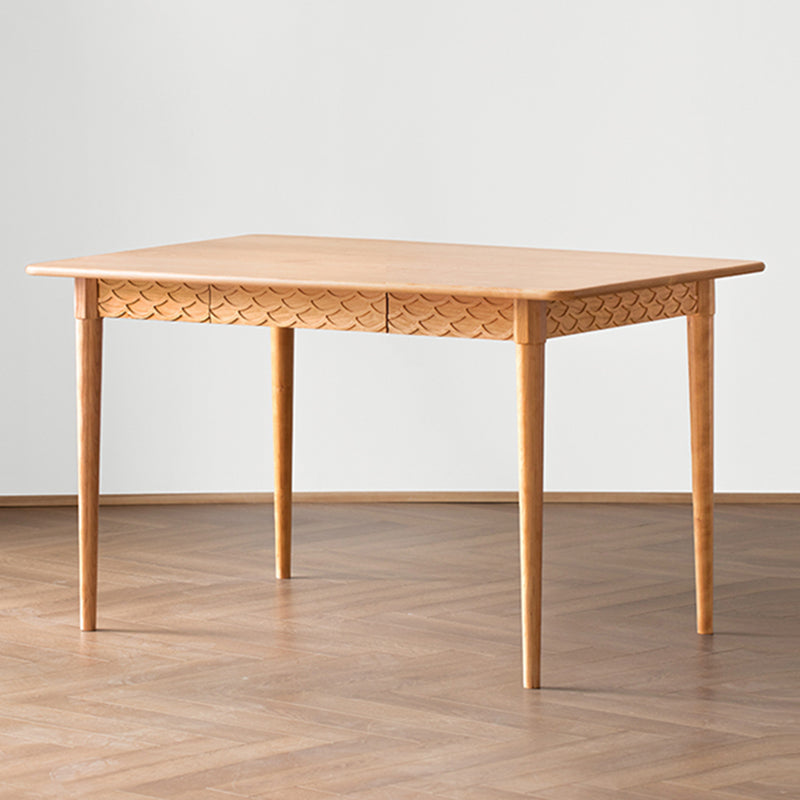Simplicity Rectangle 4-foot Home Furniture Solid Wood Dining Table with Drawer Brown Without Chairs Clearhalo ' dining_table' 'Dining Tables & Seating' 'Dining Tables' 'furn' 'furn_dining_table' 'Furniture' 'furniture_dining_table' 'Kitchen & Dining Furniture' 'kitchen&dining_furn' 'kitchen' 'kitchen_dining_table' 3739608