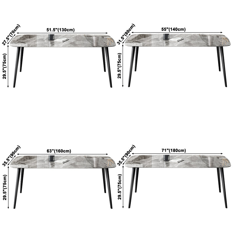 Simplicity Style Home Sintered Stone Dining Table Rectangle Shape Table with 4 Legs Base Clearhalo ' dining_table' 'Dining Tables & Seating' 'Dining Tables' 'furn' 'furn_dining_table' 'Furniture' 'furniture_dining_table' 'Kitchen & Dining Furniture' 'kitchen&dining_furn' 'kitchen' 'kitchen_dining_table' 3739949