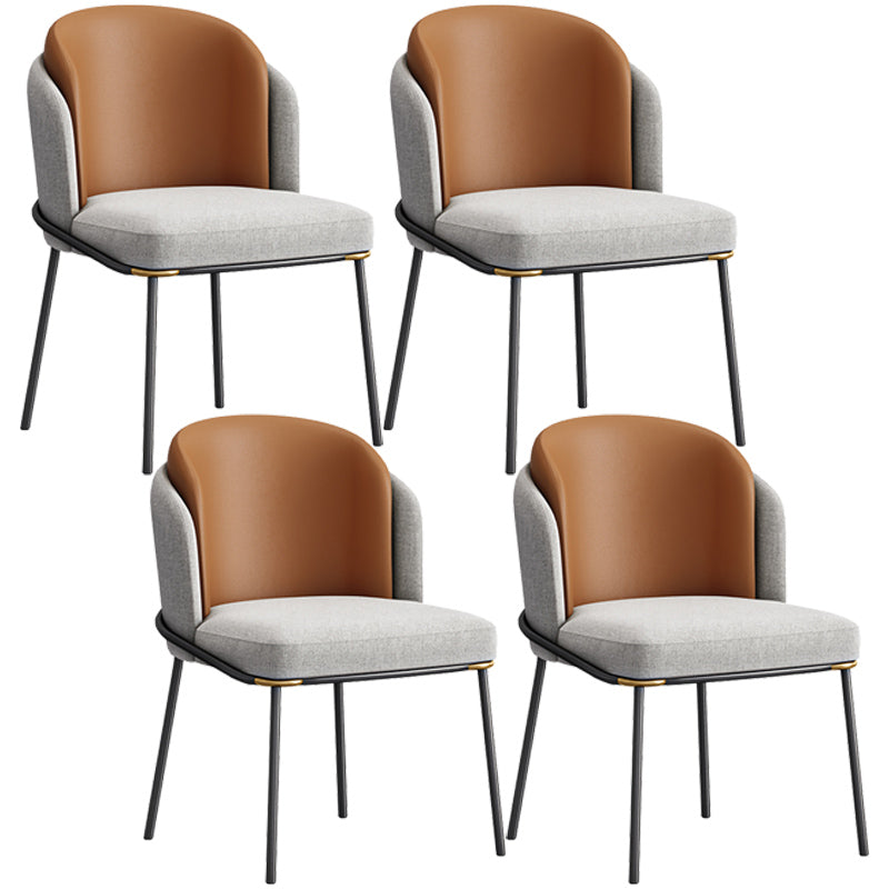 Contemporary Metal Dining Chairs Upholstered Armless Dining Chairs for Home Use Orange-Gray 4 Piece Set Clearhalo ' kitchen&dining_furn' 'Dining Chairs' 'Dining Tables & Seating' 'dining_chair' 'furn' 'furn_dining_chair' 'Furniture' 'furniture_dining_chair' 'Kitchen & Dining Furniture' 'kitchen' 3740139