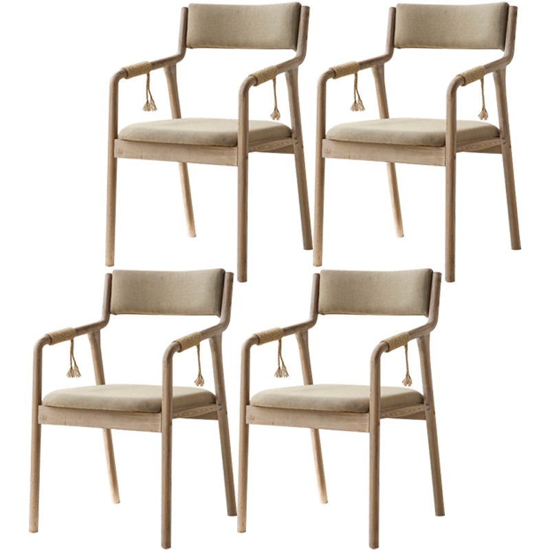 Country Style Dining Arm Chairs Indoor Linen Upholstered Open Back Armchair Khaki 4 Piece Set Clearhalo ' kitchen&dining_furn' 'Dining Chairs' 'Dining Tables & Seating' 'dining_chair' 'furn' 'furn_dining_chair' 'Furniture' 'furniture_dining_chair' 'Kitchen & Dining Furniture' 'kitchen' 3740218