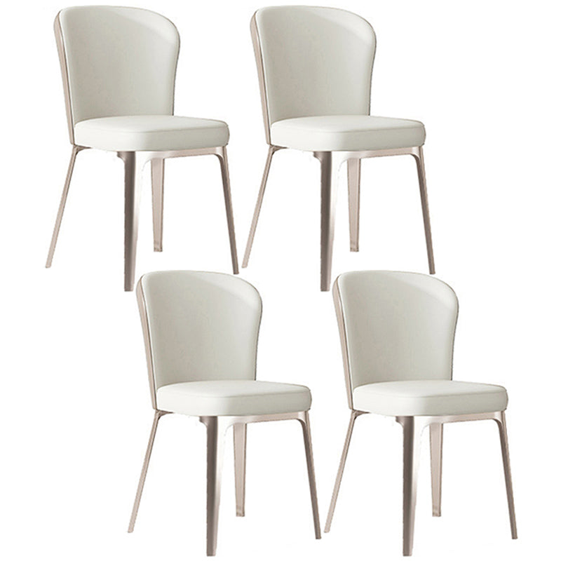 Contemporary Metal Dining Chairs Armless Wingback Side Chair for Home Use White 4 Piece Set Clearhalo ' kitchen&dining_furn' 'Dining Chairs' 'Dining Tables & Seating' 'dining_chair' 'furn' 'furn_dining_chair' 'Furniture' 'furniture_dining_chair' 'Kitchen & Dining Furniture' 'kitchen' 3740235