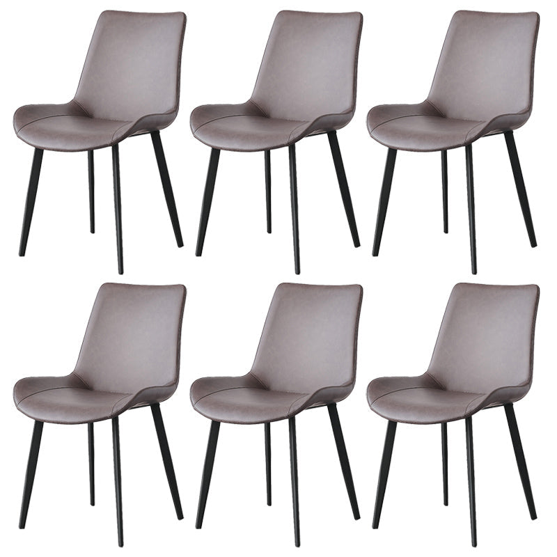 Contemporary Metal Dining Room Chairs Armless Leather Dining Chairs for Home Use Coffee 6 Piece Set Clearhalo ' kitchen&dining_furn' 'Dining Chairs' 'Dining Tables & Seating' 'dining_chair' 'furn' 'furn_dining_chair' 'Furniture' 'furniture_dining_chair' 'Kitchen & Dining Furniture' 'kitchen' 3740700
