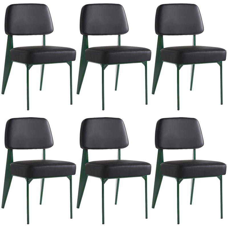 Industrial Armless Dining Chairs Open Back Upholstered Side Chair with Metal Legs Black 6 Piece Set Green Clearhalo ' kitchen&dining_furn' 'Dining Chairs' 'Dining Tables & Seating' 'dining_chair' 'furn' 'furn_dining_chair' 'Furniture' 'furniture_dining_chair' 'Kitchen & Dining Furniture' 'kitchen' 3740917