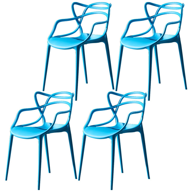 Scandinavian Plastic Dining Arm Chair Indoor Stackable Dining Armchairs Sky Blue 4 Piece Set Clearhalo ' kitchen&dining_furn' 'Dining Chairs' 'Dining Tables & Seating' 'dining_chair' 'furn' 'furn_dining_chair' 'Furniture' 'furniture_dining_chair' 'Kitchen & Dining Furniture' 'kitchen' 3741035