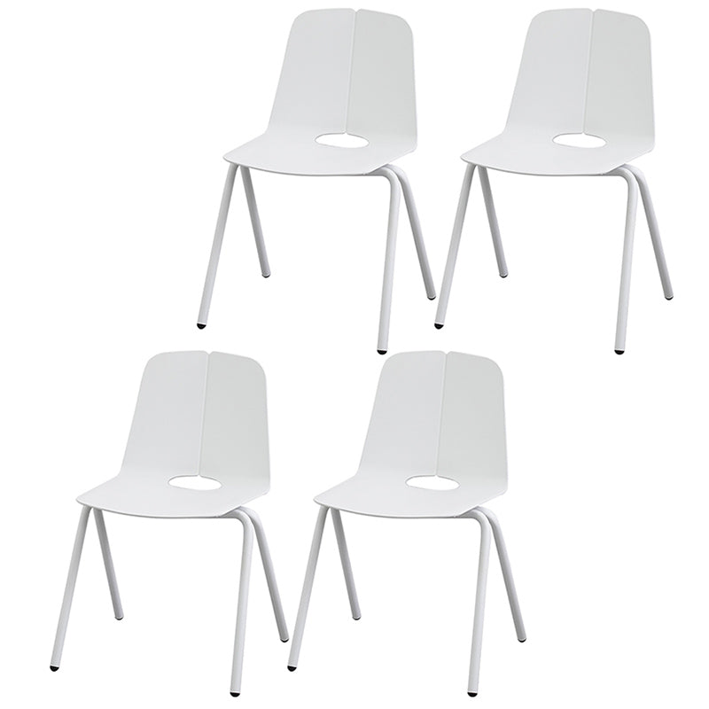 Contemporary Style Dining Room Arm Chair Metal Stackable Chair for Kitchen White 4 Piece Set Clearhalo ' kitchen&dining_furn' 'Dining Chairs' 'Dining Tables & Seating' 'dining_chair' 'furn' 'furn_dining_chair' 'Furniture' 'furniture_dining_chair' 'Kitchen & Dining Furniture' 'kitchen' 3741279