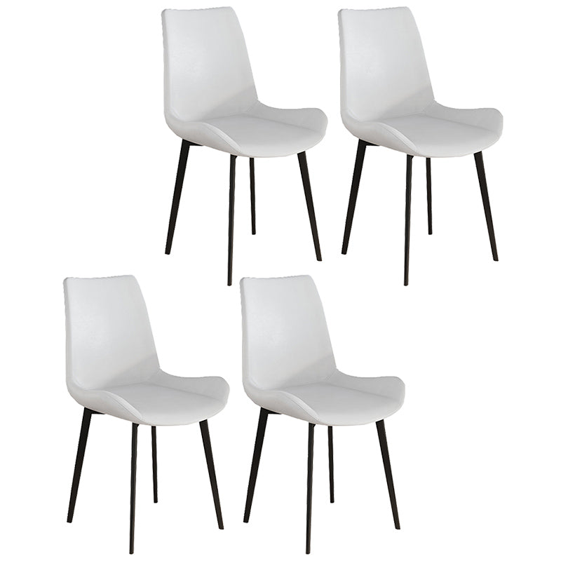 Leather Contemporary Restaurant Side Chair Parsons Matte Finish Dining Chair with Black Legs White 4 Piece Set Clearhalo ' kitchen&dining_furn' 'Dining Chairs' 'Dining Tables & Seating' 'dining_chair' 'furn' 'furn_dining_chair' 'Furniture' 'furniture_dining_chair' 'Kitchen & Dining Furniture' 'kitchen' 3741348