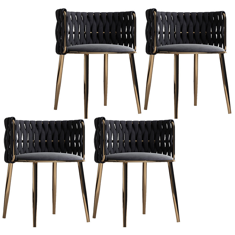 Contemporary Metal Dining Room Armchairs Upholstered Side Chairs for Home Use Dark Gray 4 Piece Set Clearhalo ' kitchen&dining_furn' 'Dining Chairs' 'Dining Tables & Seating' 'dining_chair' 'furn' 'furn_dining_chair' 'Furniture' 'furniture_dining_chair' 'Kitchen & Dining Furniture' 'kitchen' 3741671