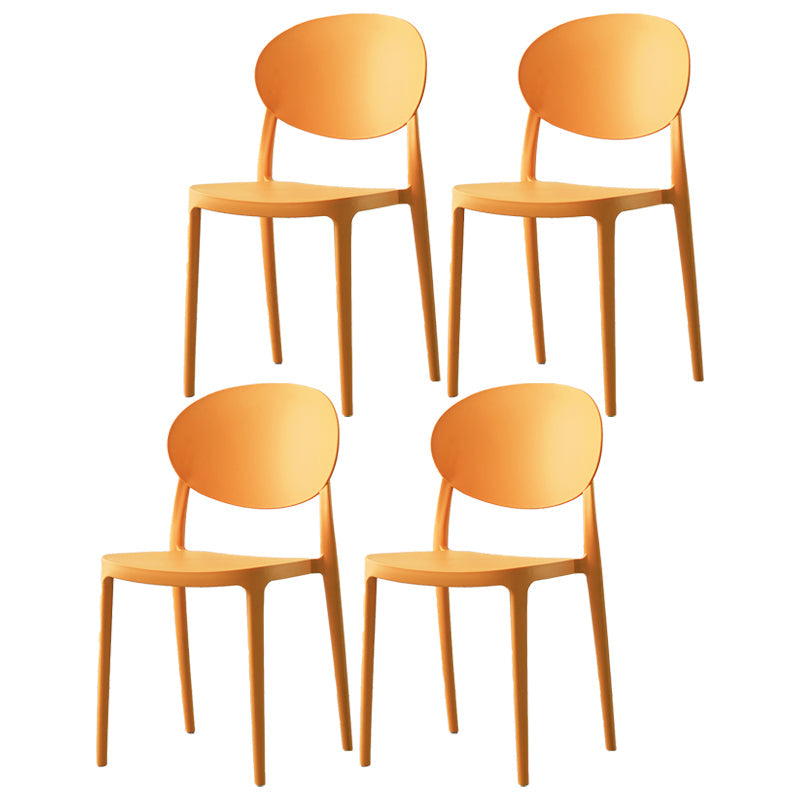 Plastic Open Back Side Chair Scandinavian Stackable Armless Dining Chairs Yellow 4 Piece Set Clearhalo ' kitchen&dining_furn' 'Dining Chairs' 'Dining Tables & Seating' 'dining_chair' 'furn' 'furn_dining_chair' 'Furniture' 'furniture_dining_chair' 'Kitchen & Dining Furniture' 'kitchen' 3754946
