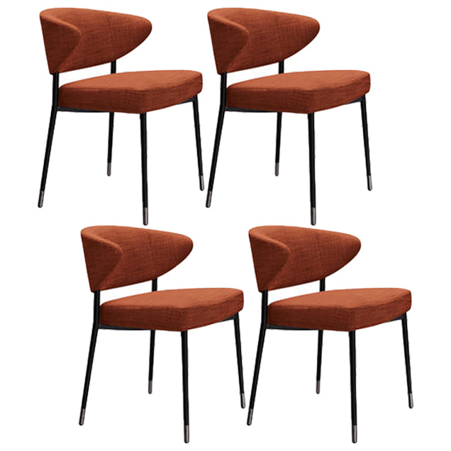 Modern Style Open Back Dining Side Chair Upholstered Side Armless Chairs Orange 4 Piece Set Clearhalo ' kitchen&dining_furn' 'Dining Chairs' 'Dining Tables & Seating' 'dining_chair' 'furn' 'furn_dining_chair' 'Furniture' 'furniture_dining_chair' 'Kitchen & Dining Furniture' 'kitchen' 3755153