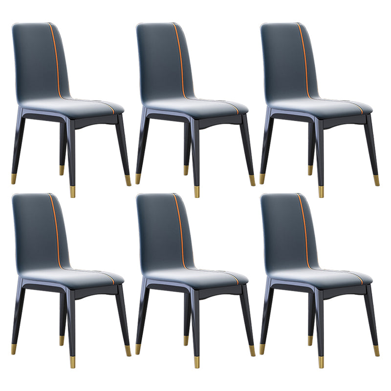 Industrial Rubberwood Solid Back Chair Matte Finish Upholstered Dining Chair with Black Legs Dark Gray 6 Piece Set Black Gold Clearhalo ' kitchen&dining_furn' 'Dining Chairs' 'Dining Tables & Seating' 'dining_chair' 'furn' 'furn_dining_chair' 'Furniture' 'furniture_dining_chair' 'Kitchen & Dining Furniture' 'kitchen' 3755226
