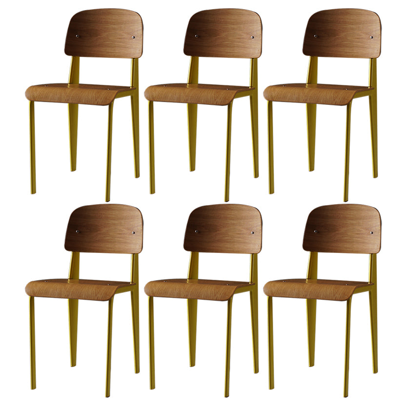 Industrial Style Metal Legs Dining Chairs Open Back Dining Side Chair for Home Yellow Set of 6 Clearhalo ' kitchen&dining_furn' 'Dining Chairs' 'Dining Tables & Seating' 'dining_chair' 'Furniture' 'furniture_dining_chair' 'Kitchen & Dining Furniture' 'kitchen' 3755535