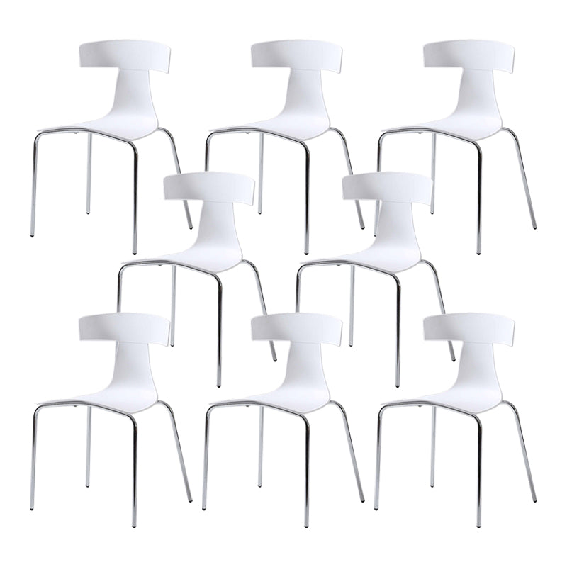 Contemporary Style Metal Chair Set Slat Back Side Kitchen Dining Chair White 8 Piece Set Clearhalo ' kitchen&dining_furn' 'Dining Chairs' 'Dining Tables & Seating' 'dining_chair' 'furn' 'furn_dining_chair' 'Furniture' 'furniture_dining_chair' 'Kitchen & Dining Furniture' 'kitchen' 3755820