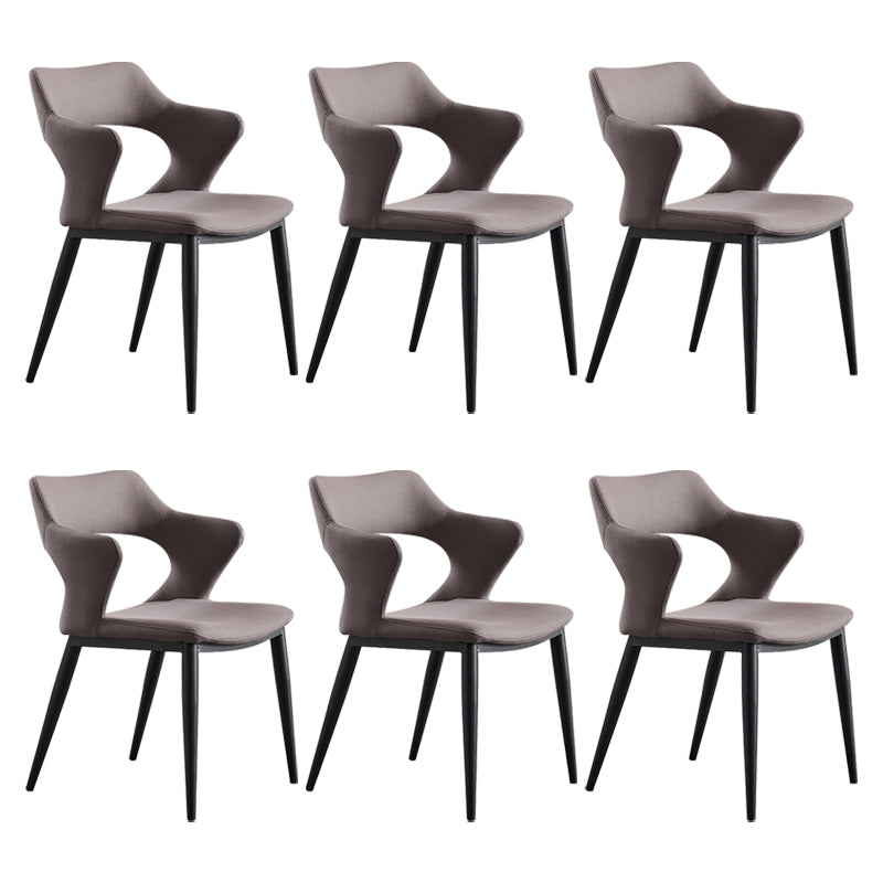 Contemporary Faux Leather Arm Chair Matte Finish Open Back Dining Chair Grey 6 Piece Set Clearhalo ' kitchen&dining_furn' 'Dining Chairs' 'Dining Tables & Seating' 'dining_chair' 'furn' 'furn_dining_chair' 'Furniture' 'furniture_dining_chair' 'Kitchen & Dining Furniture' 'kitchen' 3756274
