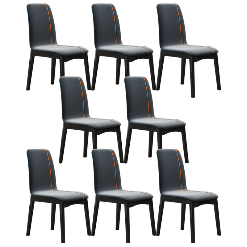 Industrial Rubberwood Solid Back Side Chair Matte Finish Leather Dining Chair with Black Legs Grey 8 Piece Set Clearhalo ' kitchen&dining_furn' 'Dining Chairs' 'Dining Tables & Seating' 'dining_chair' 'furn' 'furn_dining_chair' 'Furniture' 'furniture_dining_chair' 'Kitchen & Dining Furniture' 'kitchen' 3757308