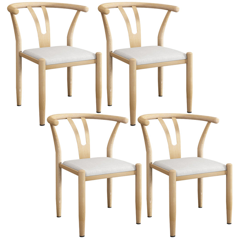 Contemporary Style Metal Chairs Fork Bone Back Arm Kitchen Dining Chair Set Textured White 4 Piece Set Natural Wood Clearhalo ' kitchen&dining_furn' 'Dining Chairs' 'Dining Tables & Seating' 'dining_chair' 'furn' 'furn_dining_chair' 'Furniture' 'furniture_dining_chair' 'Kitchen & Dining Furniture' 'kitchen' 3757360