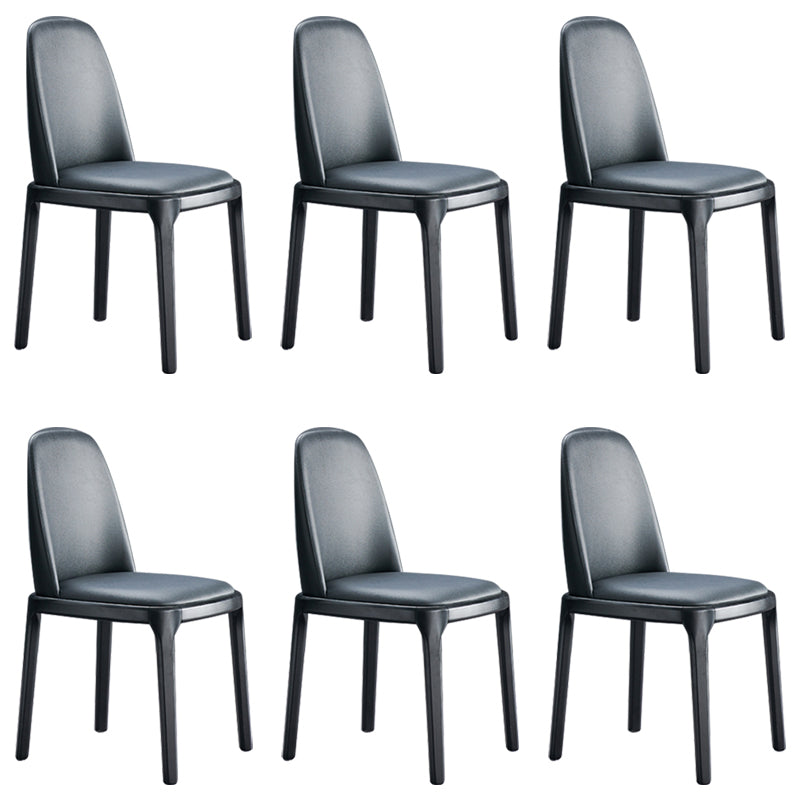 Contemporary Style Leather Chair Wooden Parsons Armless chair for Dining Room Black 6 Piece Set Clearhalo ' kitchen&dining_furn' 'Dining Chairs' 'Dining Tables & Seating' 'dining_chair' 'furn' 'furn_dining_chair' 'Furniture' 'furniture_dining_chair' 'Kitchen & Dining Furniture' 'kitchen' 3771359