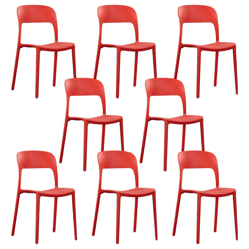 Scandinavian Armless Dining Chairs Plastic Indoor Open Back Side Chair Red 8 Piece Set Clearhalo ' kitchen&dining_furn' 'Dining Chairs' 'Dining Tables & Seating' 'dining_chair' 'furn' 'furn_dining_chair' 'Furniture' 'furniture_dining_chair' 'Kitchen & Dining Furniture' 'kitchen' 3779679